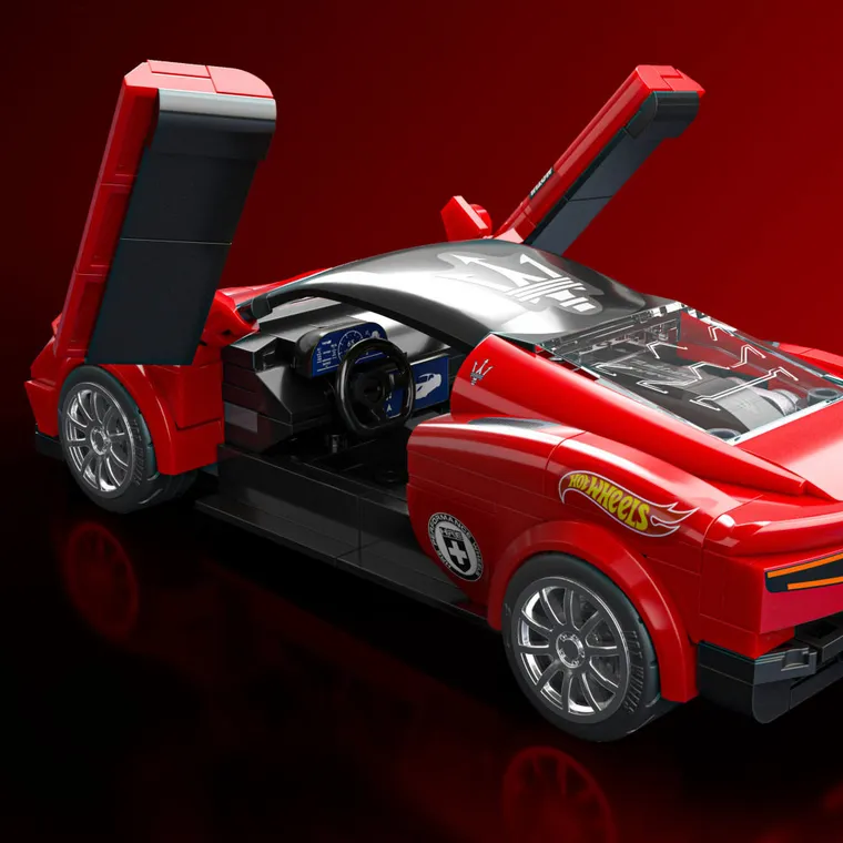 Mattel Brick Shop, Hot Wheels, Speed Series Maserati MC20, set de constructie, 250 elemente