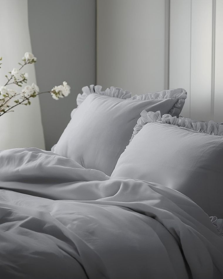 Mayamoo, set lenjerie de pat, 3 piese, gri deschis, 160-200cm