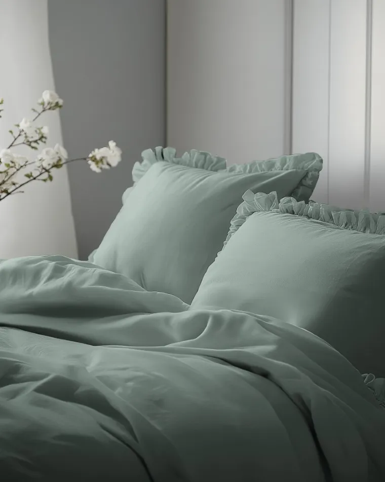 Mayamoo, set lenjerie de pat, 3 piese, menta verde, 160-200cm