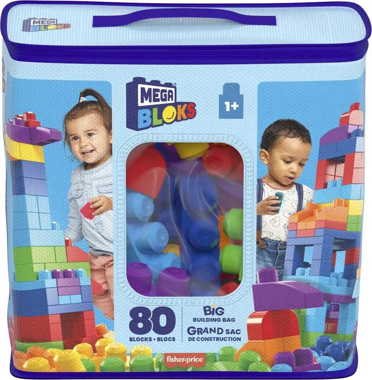 MEGA Bloks, gentuta cuburi, albastru, set de constructie, 80 piese