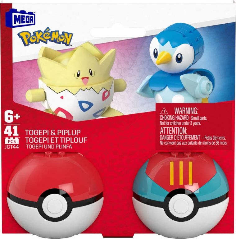 MEGA Pokemon, Pokeball Piplup si Togepi, 2 figurine, set de constructie, 41 piese