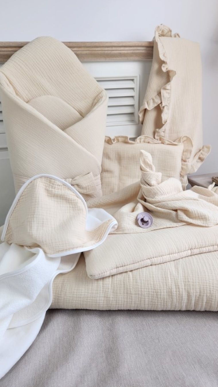 MimiNu, patura de infasat pentru bebelusi, din muselina, bej