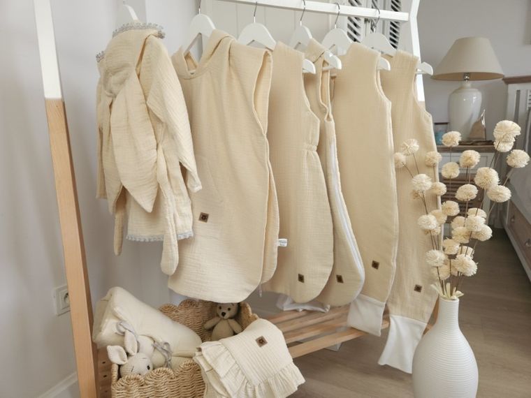 MimiNu, sac de dormit cu picioare, muselina, TOG 1.5-1.75, marime S, 1-2,5 ani, bej