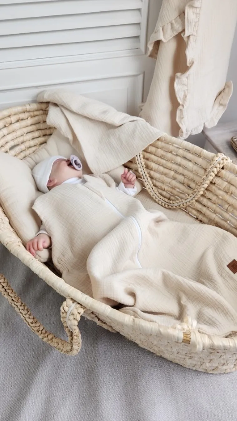 MimiNu, sac de dormit subtire de vara, muselina, TOG 0.5 marime 74, 3-9 luni, bej