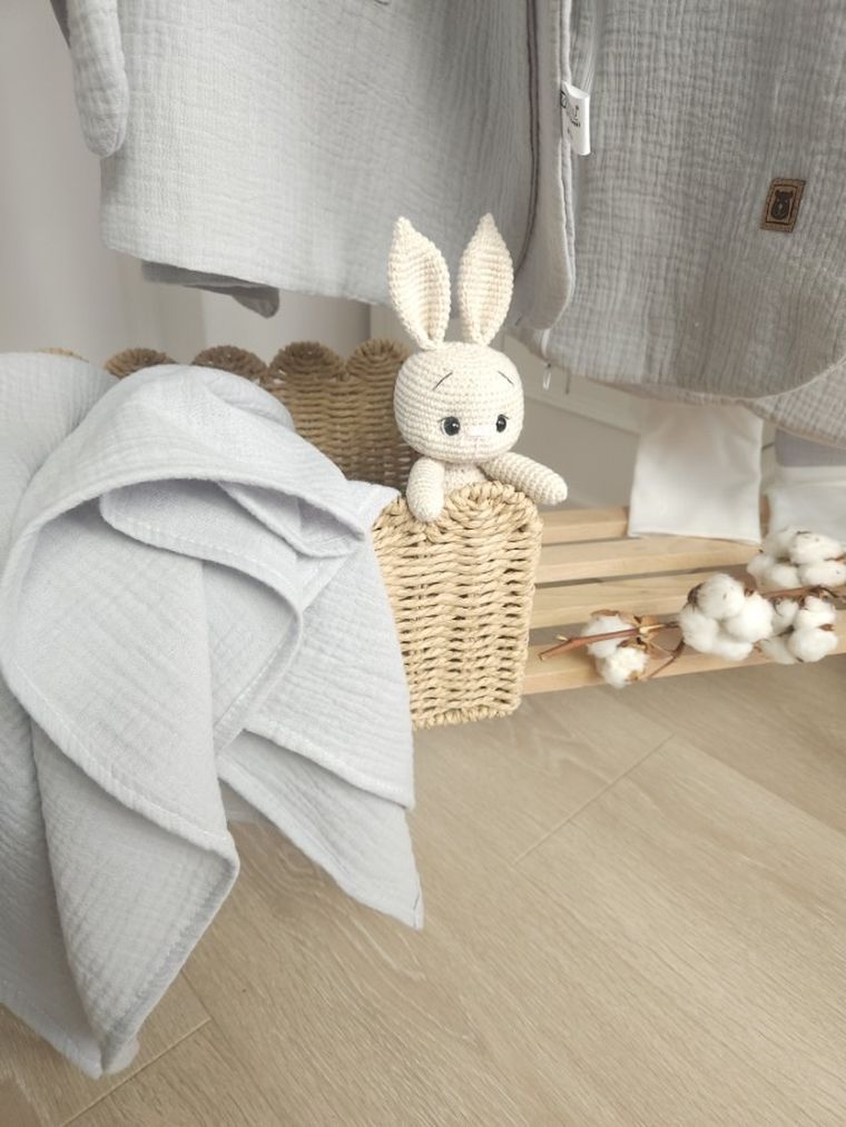 MimiNu, scutece din muselina, gri + crema, 75-75 cm, 2 buc.