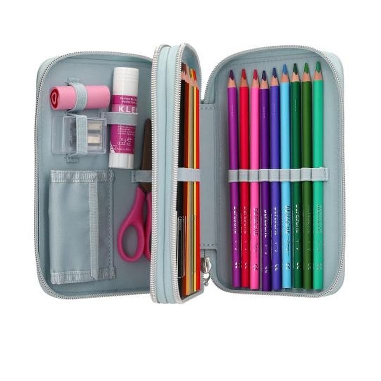 Miss Melody, penar dublu cu rechizite scolare, albastru