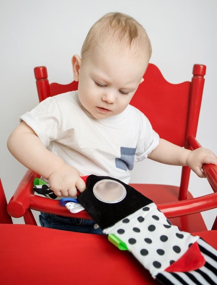 Mom's Care, carticica, jucarie senzoriala contrastanta, albastru