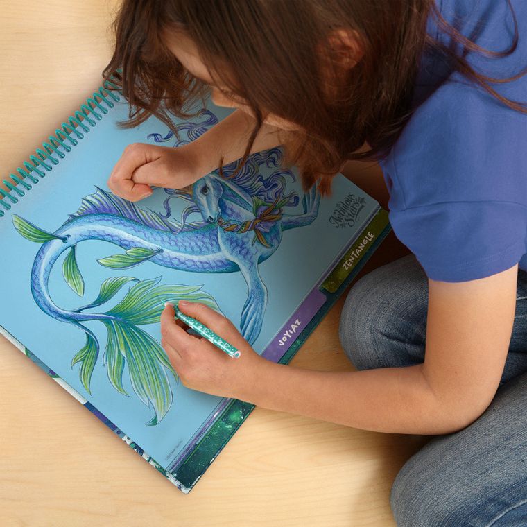 Nebulous Stars, Calutii Ariaz si Joyiaz, caiet de schite cu creioane colorate si stickere