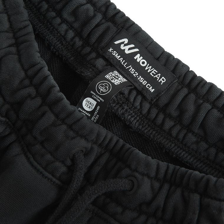 Pantaloni scurti baggy negri din bumbac pieptanat NOWEAR