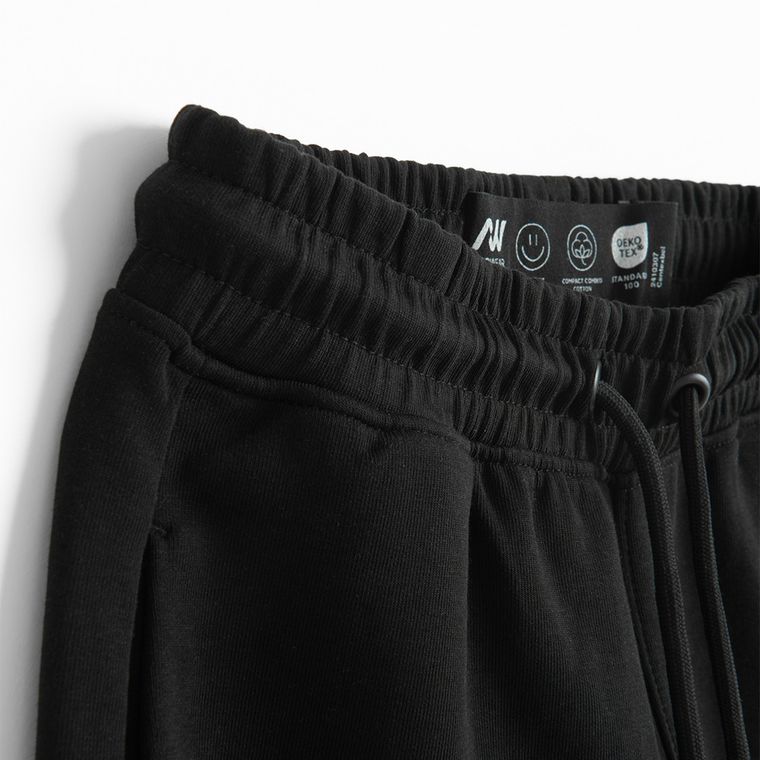 Pantaloni scurti regular negri cu snur NOWEAR
