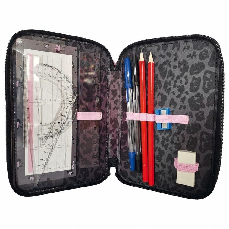 Paso, Minnie Mouse, penar cu rechizite scolare, gri-roz