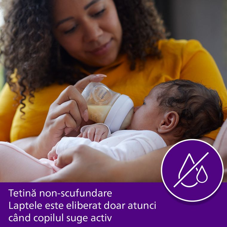 Philips Avent, Natural, Response, biberon de sticla, 240 ml, 1 luni+, SCY933/01