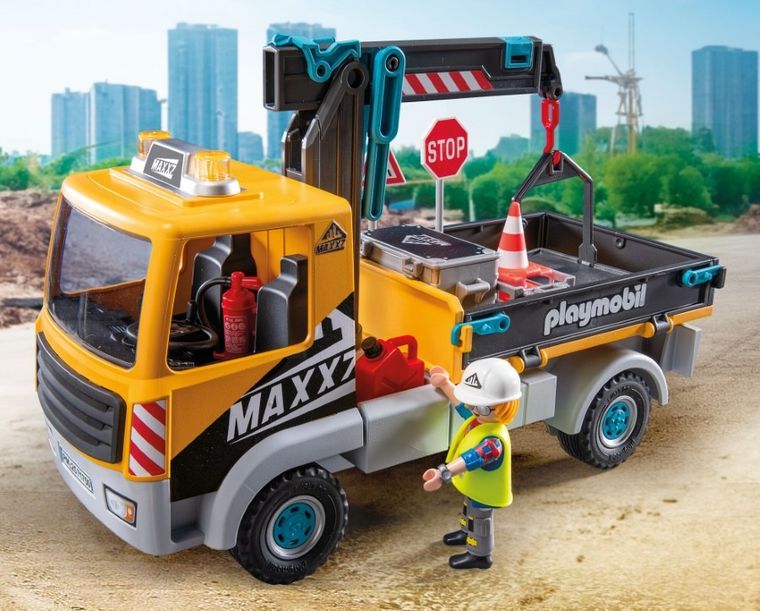 Playmobil, Action Heroes, Camion de constructii cu macara, 71750