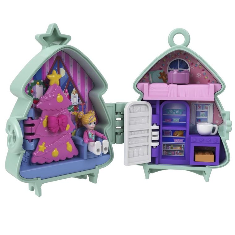 Polly Pocket, Holiday Connects Bundle, set de joaca cu papusa mic si accesorii