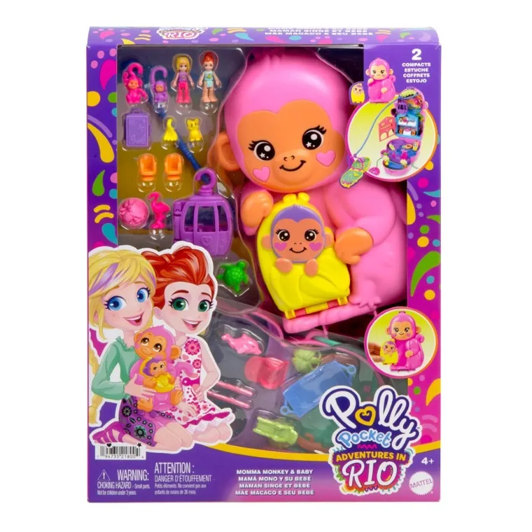 Polly Pocket, Purse Compact, Maimute, set cu figurine si accesorii