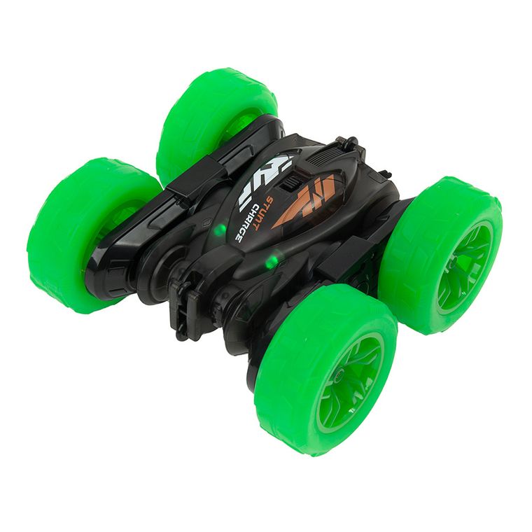 Race Xtreme, Stunt Light Up R/C, masinuta de cascadorii, vehicul cu telecomanda si lumini, negru-verde