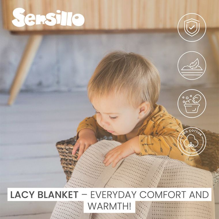 Sensillo, Moli, patura ajurata, gri deschis, 70-110 cm