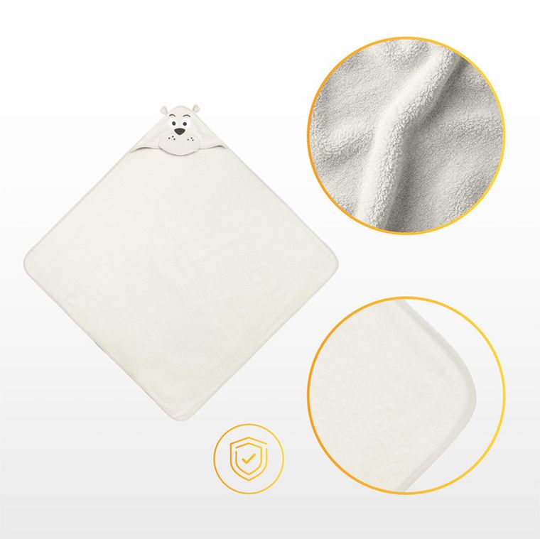 Sensillo, Water Friends, husa de baie moale cu aplicatie 3D, Ursulet, gri, 100-100 cm