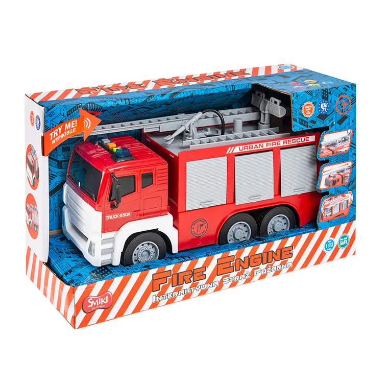 Smiki, Masinuta de pompieri, vehicul cu lumini si sunete, 1:12