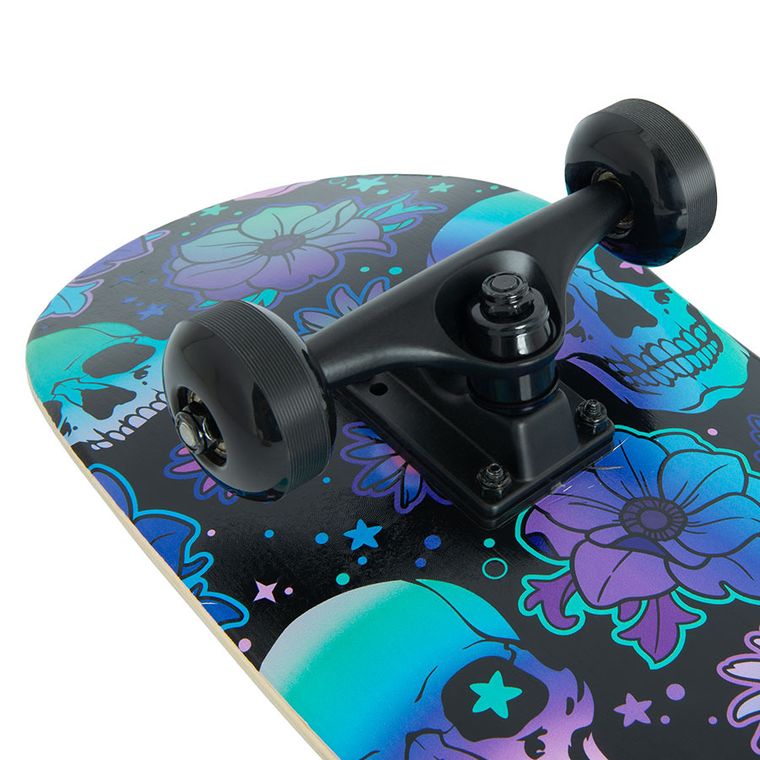 Smiki, placa de skateboard, negru, cranii