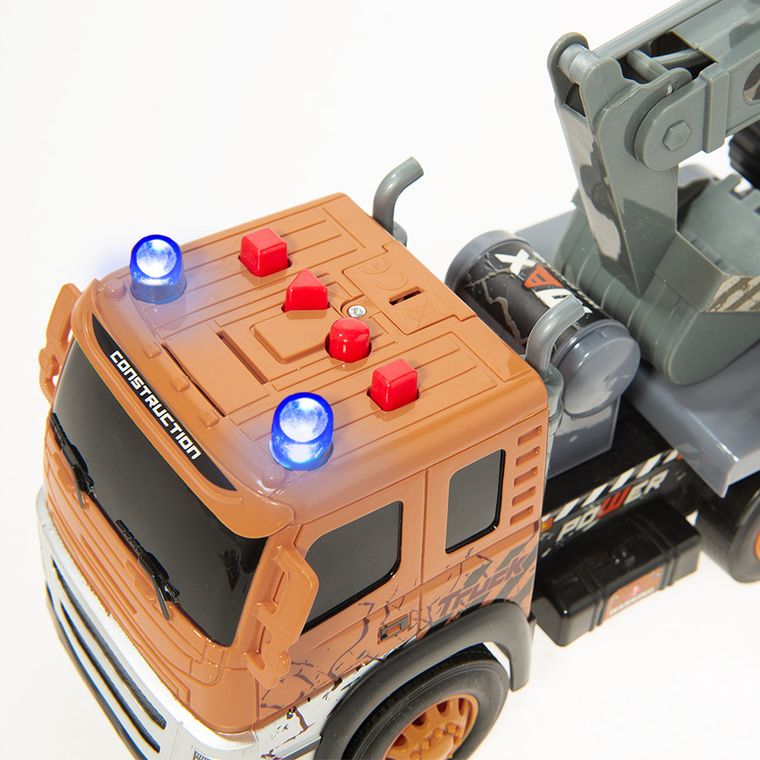 Smiki, platforma cu excavator, set de vehicule cu lumini si sunete
