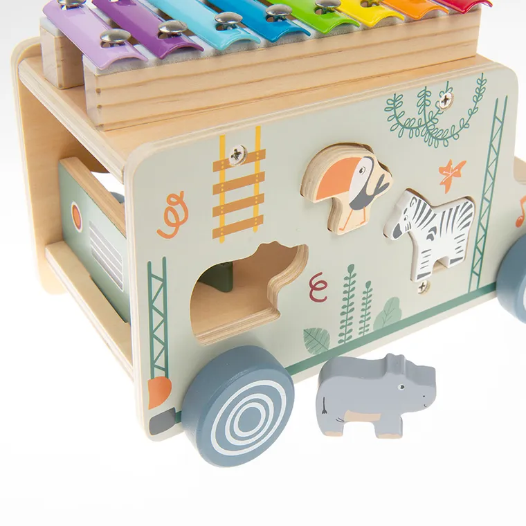 Smiki, Zookabee, Camion, xilofon si piese de potrivit, jucarie din lemn