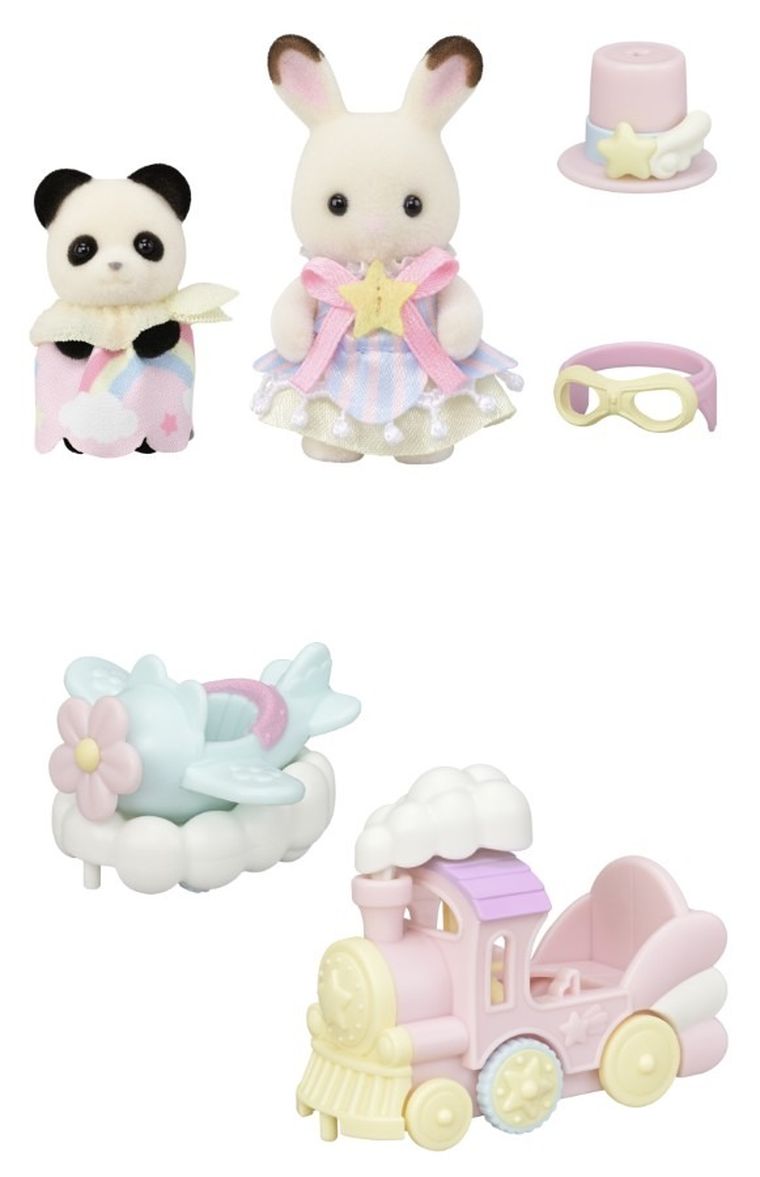 Sylvanian Families, Amusement Park Ride Set - Plain & Train, set de joaca cu figurine, 5819