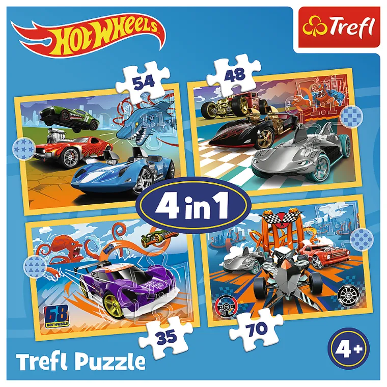 Trefl, Hot Wheels, puzzle 4w1