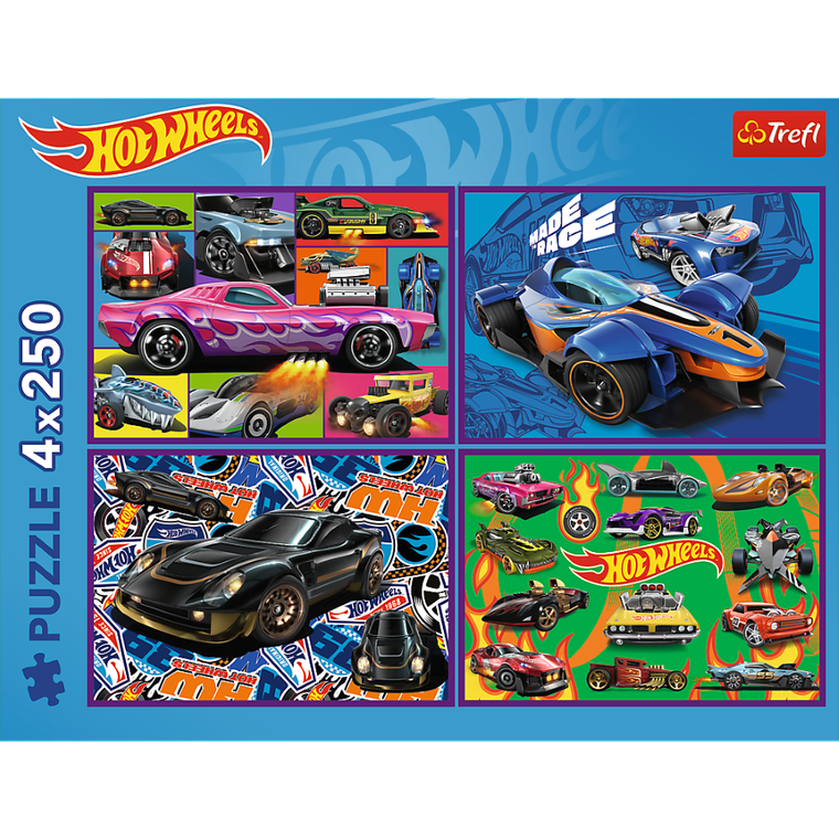 Trefl, Hot Wheels, Racing Cars, puzzle, 4-250 piese