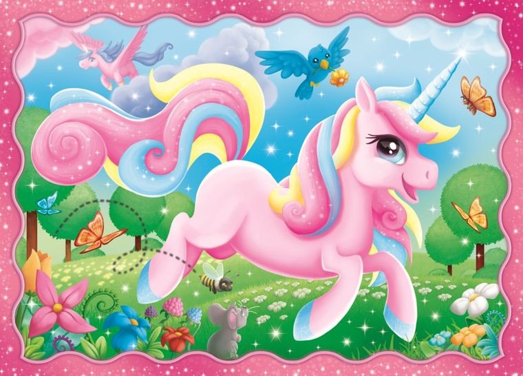 Trefl, Unicorni si magie, puzzle 4in1, 71 piese