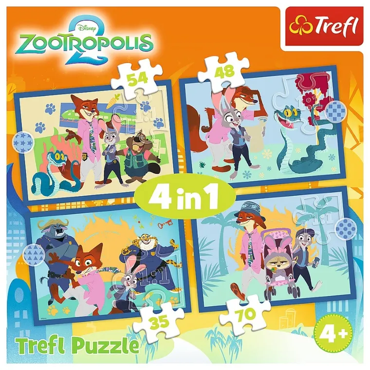 Trefl, Zootopia, puzzle 4in1