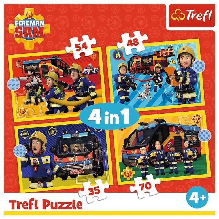 Trelf, Pompierul Sam, puzzle 4in1, 207 piese
