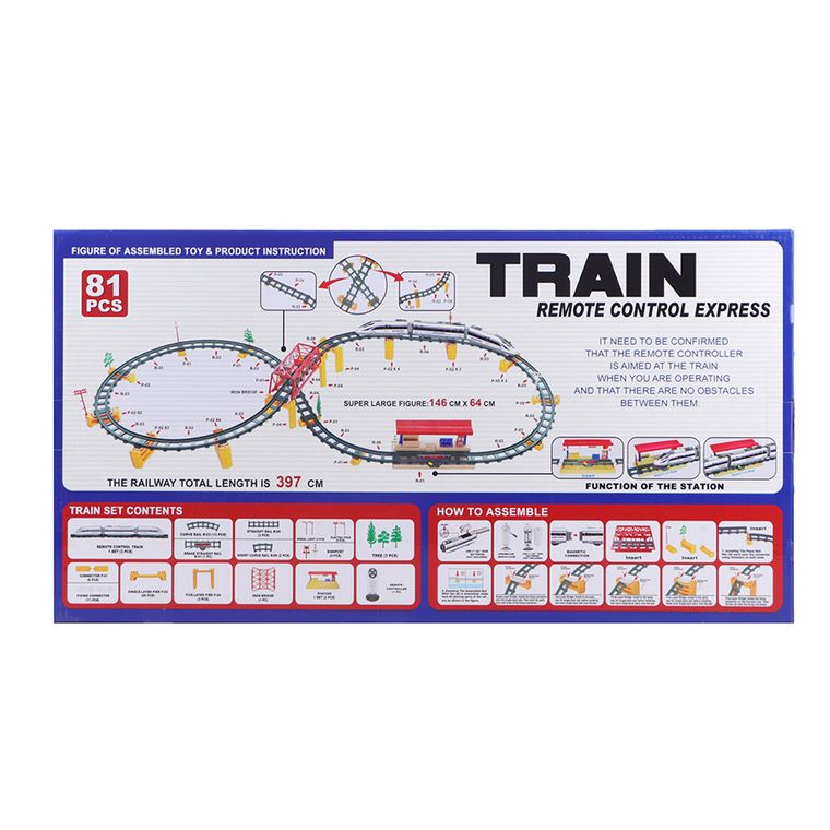 Tren, vehicul cu telecomanda, lumini si sunete, 81 elemente