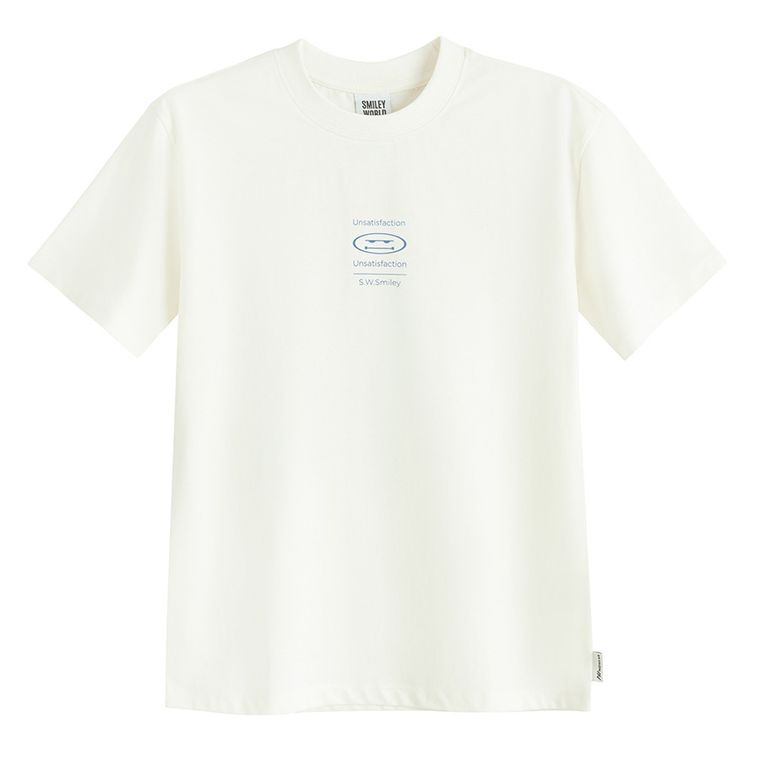 Tricou alb cu croiala relaxed S.W.Smiley NOWEAR