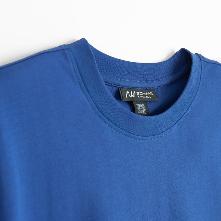 Tricou basic albastru cu croiala relaxed NOWEAR