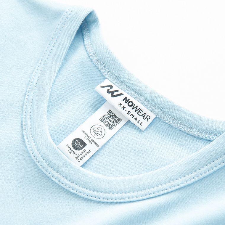 Tricou basic albastru din bumbac pieptanat NOWEAR