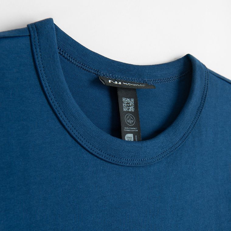 Tricou basic bleumarin din bumbac NOWEAR