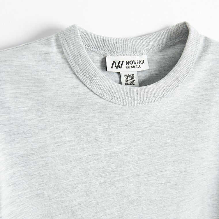 Tricou basic gri cu bumbac pieptanat NOWEAR