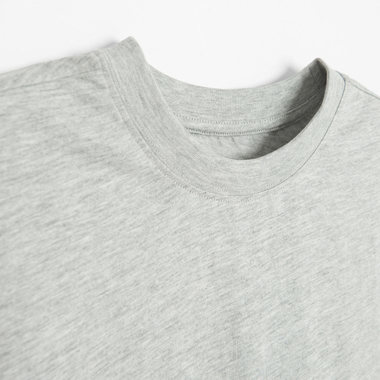 Tricou basic gri din bumbac pieptanat NOWEAR