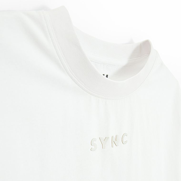 Tricou cropp alb din bumbac pieptanat NOWEAR