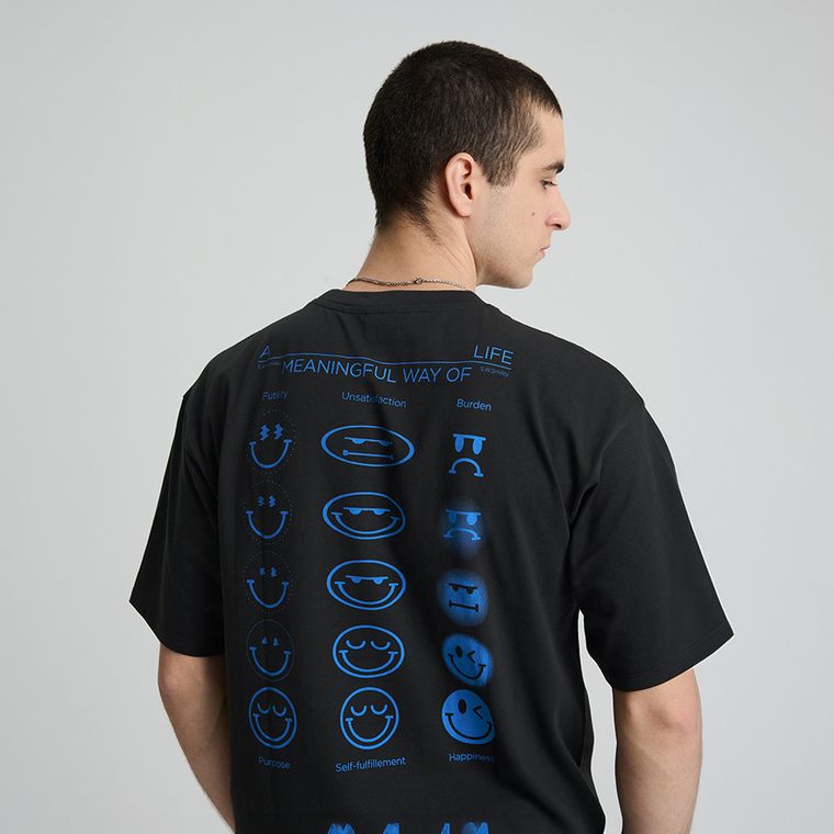 Tricou negru cu croiala relaxed S.W.Smiley NOWEAR