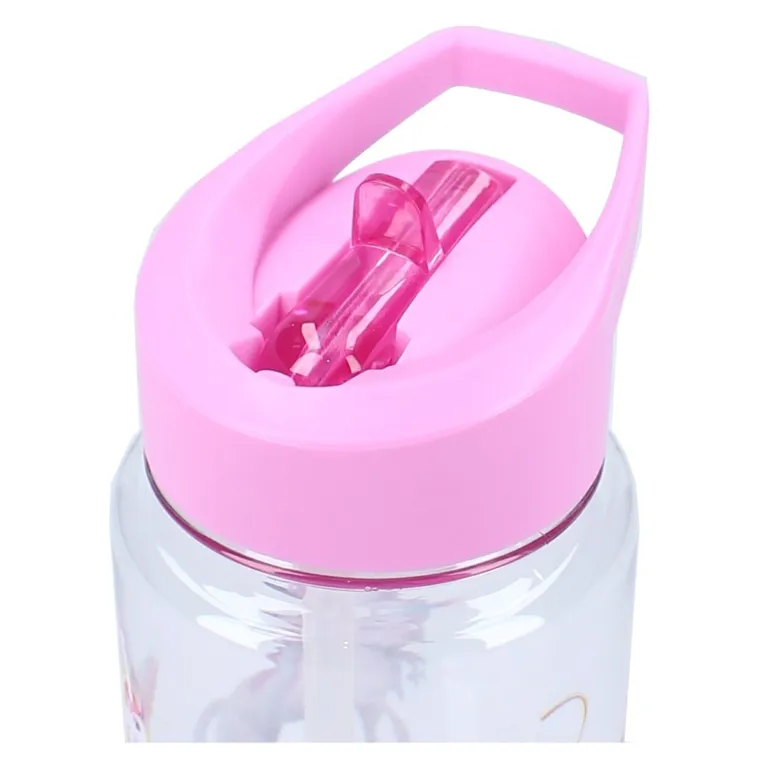 Unicorn Academy, Drink Up, sticla da apa cu pai, roz, 450 ml