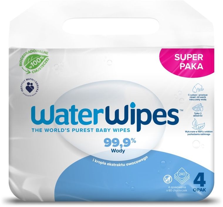 WaterWipes, BIO, servetele umede cu apa, 4-60 buc.