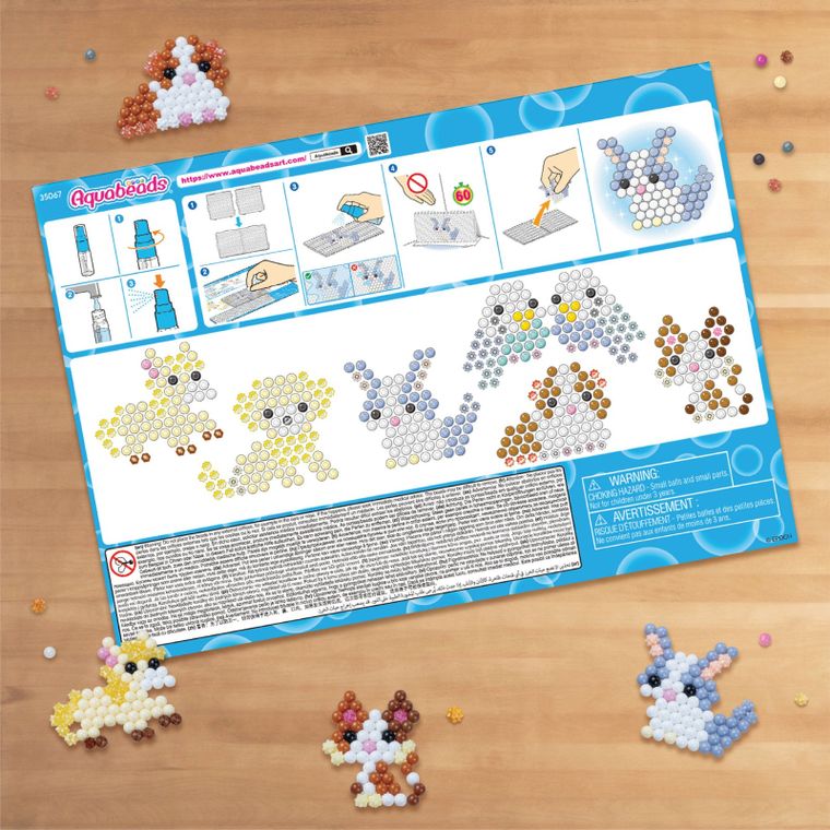 Aquabeads, Animale, set creativ cu margele de apa, 500 piese, 35067