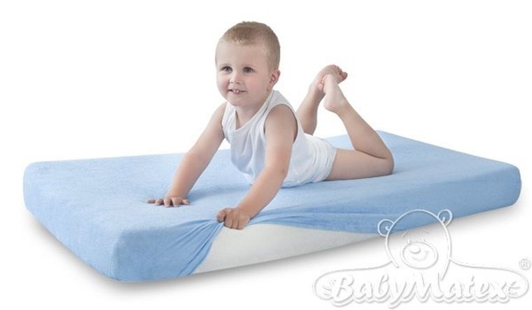 BabyMatex, cearceaf cu elastic frotte Premium, 60-120 cm, albastru