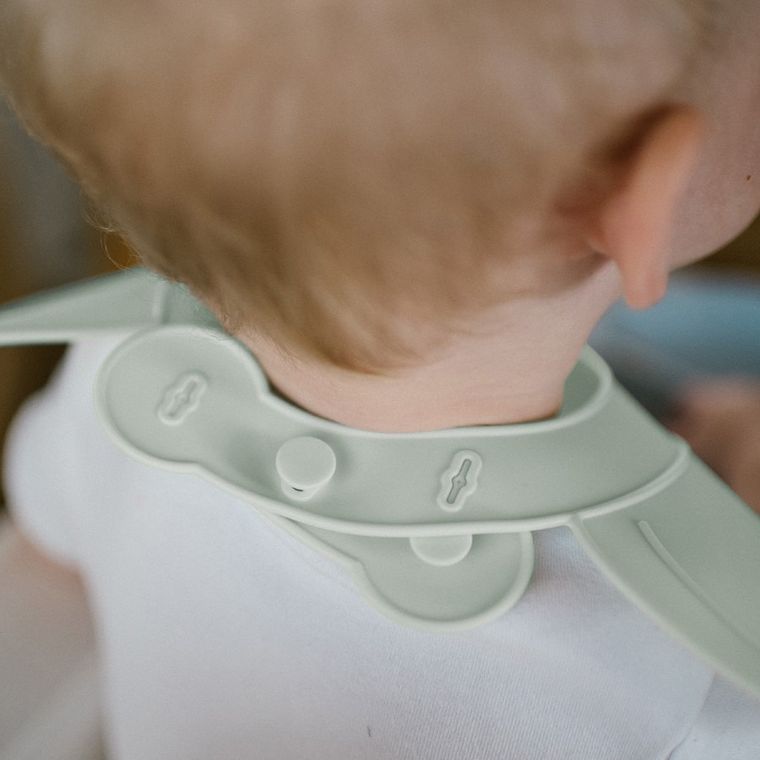 BabyOno, Baveta din silicon cu inchidere reglabila, menta verde