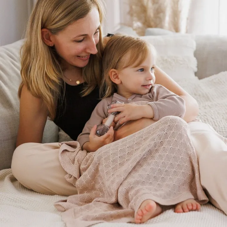 BabyOno, Patura tricotata din bambus, bej deschis, 75-100 cm