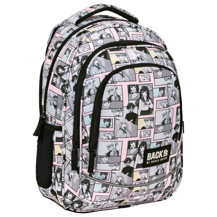 BackUp, rucsac pentru scoala, cu 3 compartimente, Manga Pastel