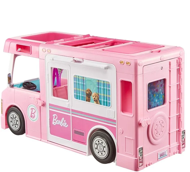 Barbie, Camper 3in1 + papusa gratuita, set promotional