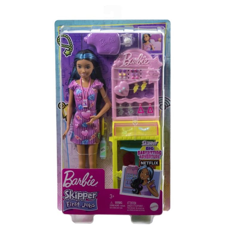 Barbie, Ear Piercing Studio, set cu papusa Skipper si accesorii